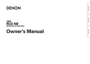 Denon RCD N8 CD Receiver Owners Manual