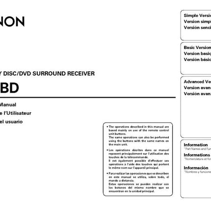 Denon S 5BD Receiver Amplifier Owners Manual