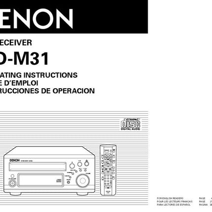Denon UD M31 CD Receiver Owners Manual