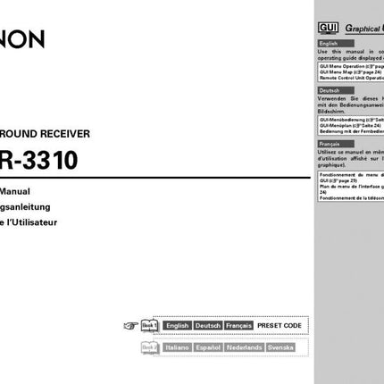 Denon VR 3310 Receiver Owners Manual