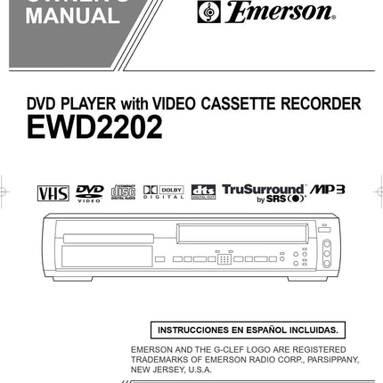 Emerson EWD2202 DVD VCR Combo Owners Manual