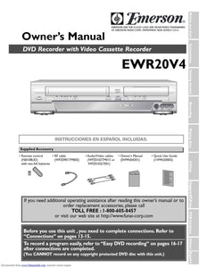 Emerson EWR20V4 DVD VCR Combo Owners Manual