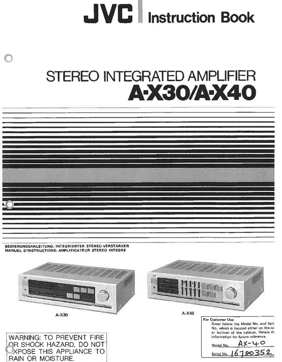 JVC A X30 A X40 Amplifier Owners Instruction Manual