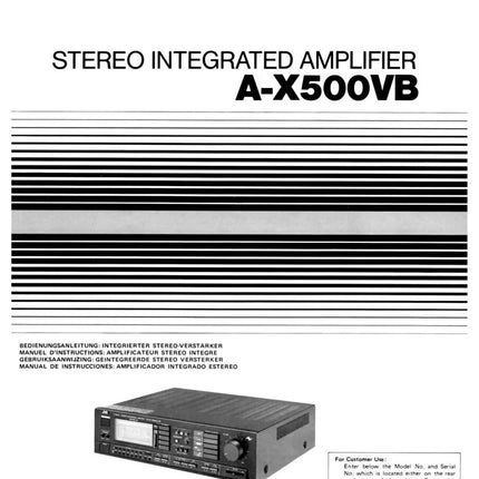 JVC A X500VB Amplifier Owners Instruction Manual