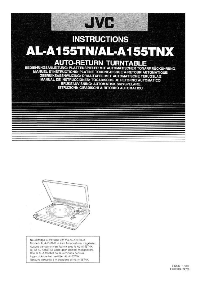 JVC AL-A155TN AL-A155TNX Turntable Owners Instruction Manual