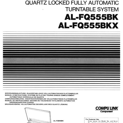 JVC AL-FQ555BK AL-FQ55BKX Turntable Owners Instruction Manual