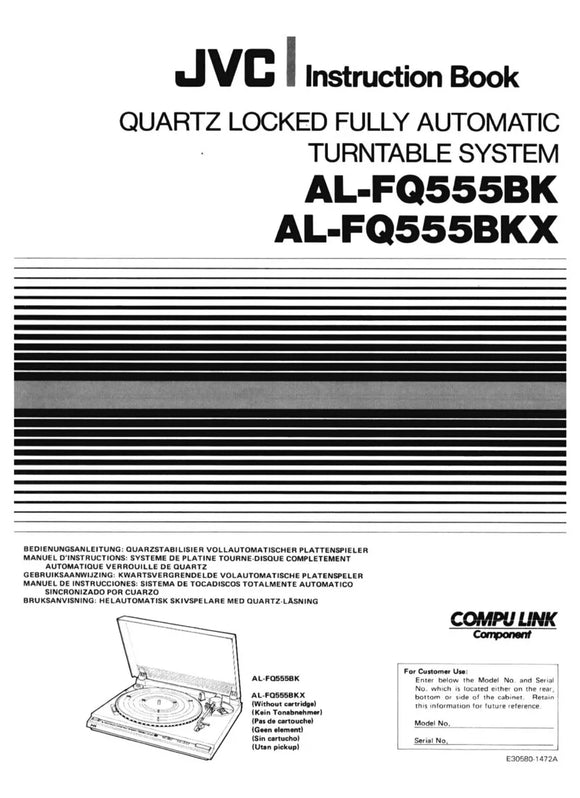 JVC AL-FQ555BK AL-FQ55BKX Turntable Owners Instruction Manual