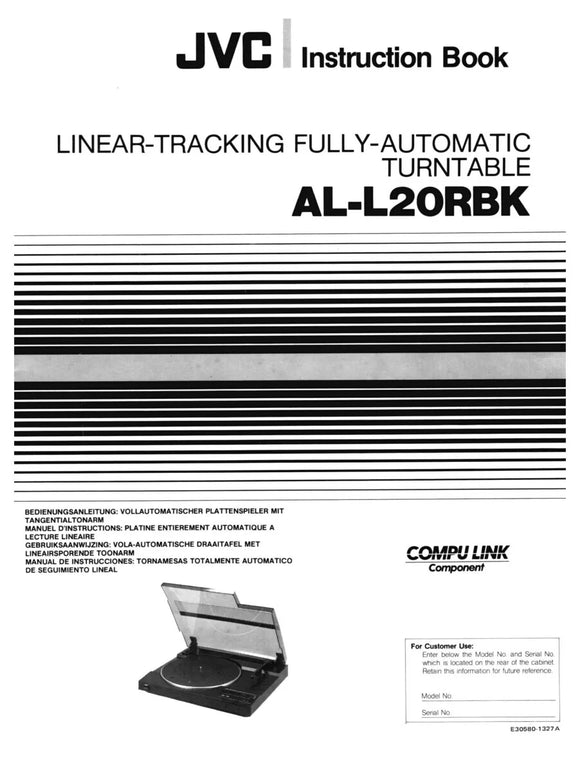 JVC AL-L20RBK Turntable Owners Instruction Manual