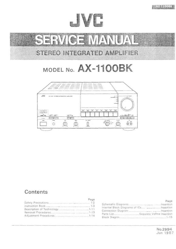 JVC AX-1100BK Amplifier Owners Instruction Manual