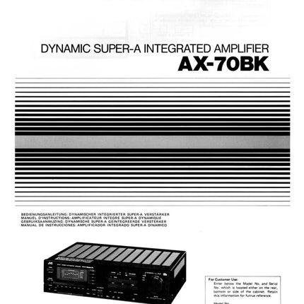 JVC AX-70BK Amplifier Owners Instruction Manual