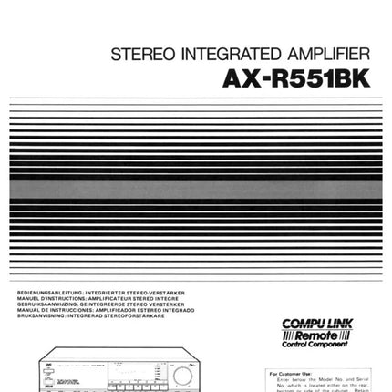 JVC AX-R551BK Amplifier Owners Instruction Manual