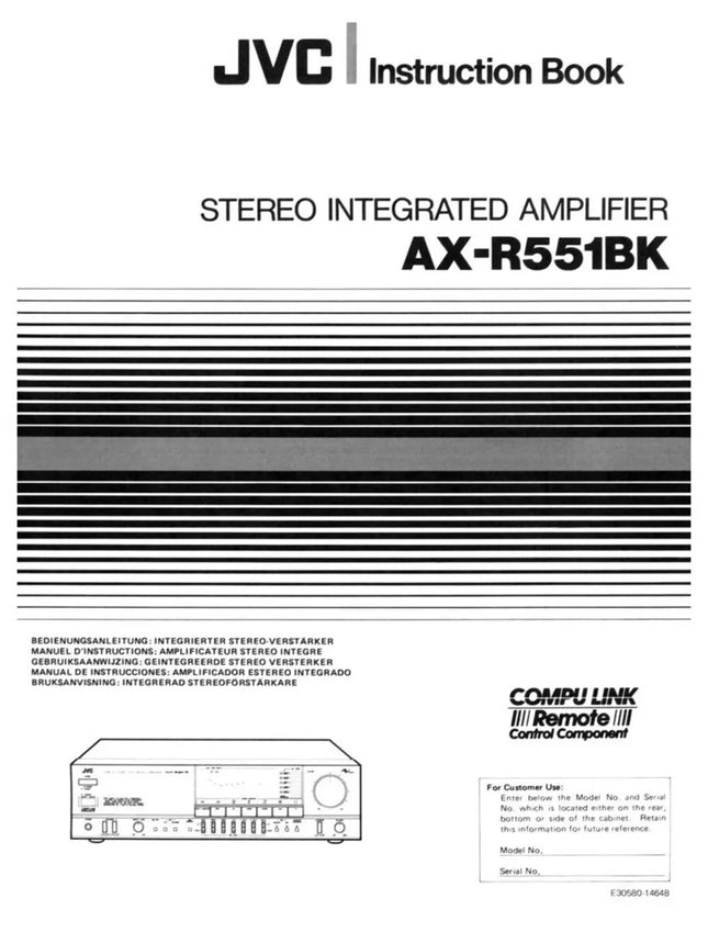 JVC AX-R551BK Amplifier Owners Instruction Manual