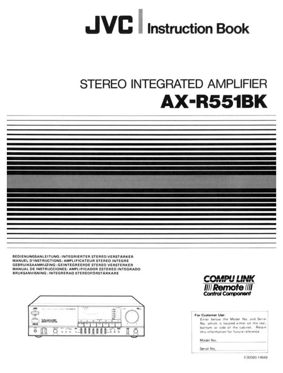 JVC AX-R551BK Amplifier Owners Instruction Manual