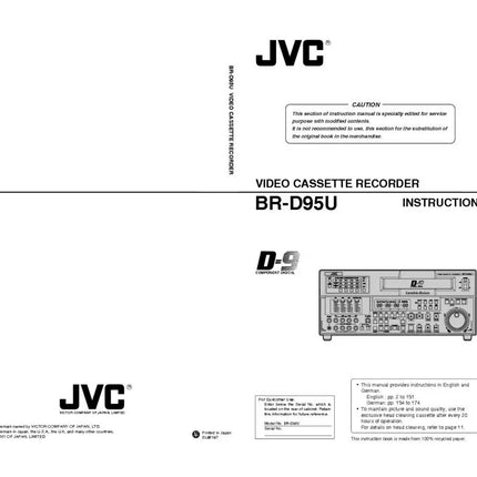 JVC BR-D95U VCR Owners Instruction Manual
