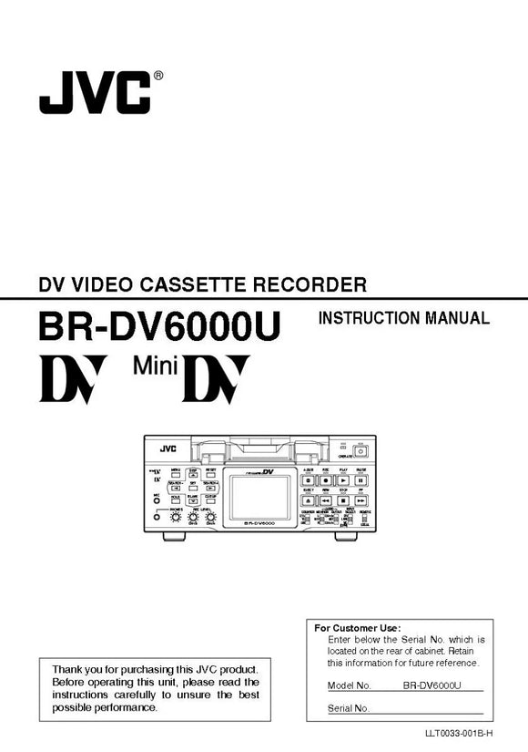 JVC BR-DV6000 VCR Owners Instruction Manual