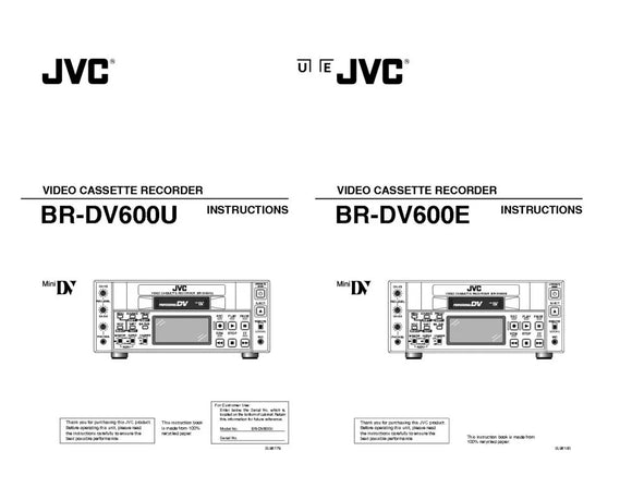 JVC BR-DV600U BR-DV600E VCR Owners Instruction Manual