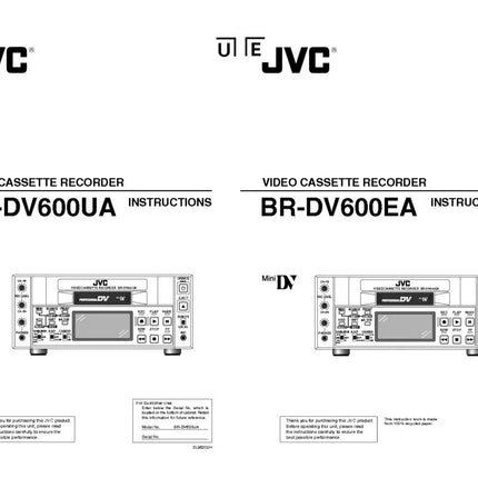 JVC BR-DV600UA BR-DV600EA VCR Owners Instruction Manual