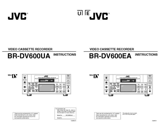 JVC BR-DV600UA BR-DV600EA VCR Owners Instruction Manual