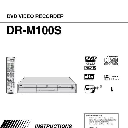 JVC DR-M100S DVD Recorder Owners Instruction Manual