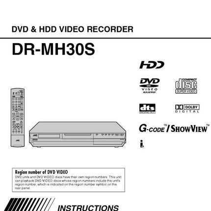 JVC DR-MH30S DVD Recorder Owners Instruction Manual