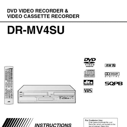 JVC DR-MV4SUS DVD Recorder Owners Instruction Manual