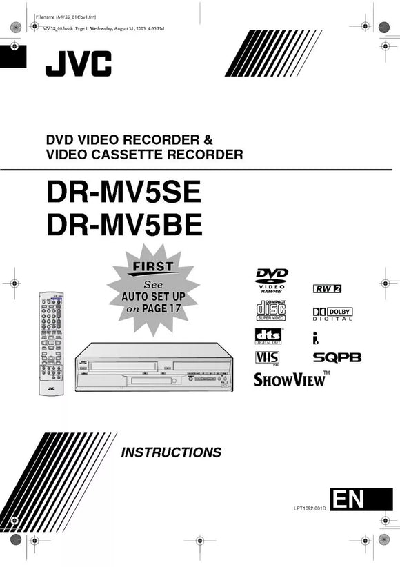 JVC DR-MV5BE DR-MV5SE DVD Recorder Owners Instruction Manual