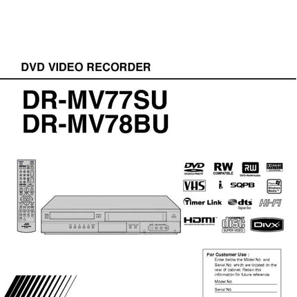 JVC DR-MV77SU DR-MV78BU DVD Recorder Owners Instruction Manual