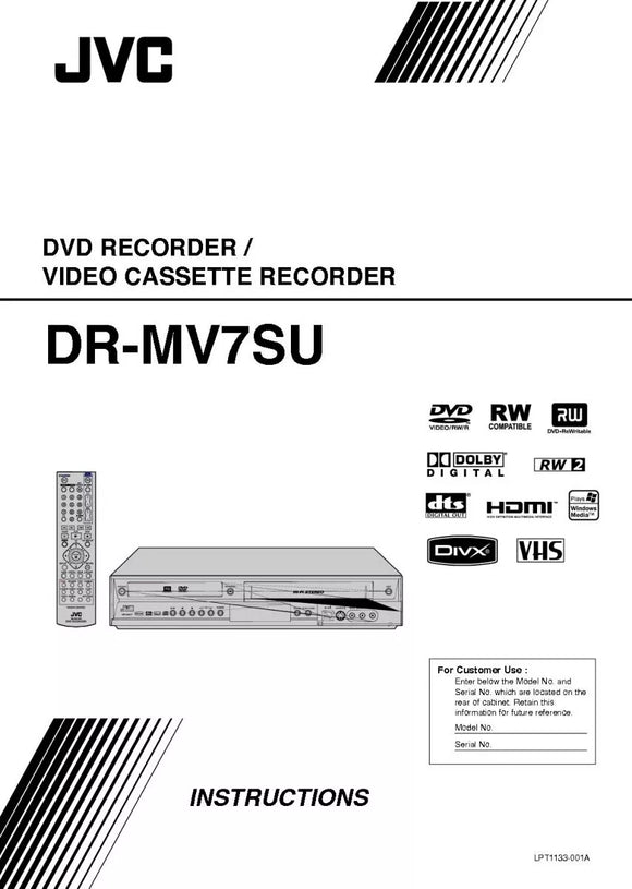 JVC DR-MV7SU DVD Recorder Owners Instruction Manual