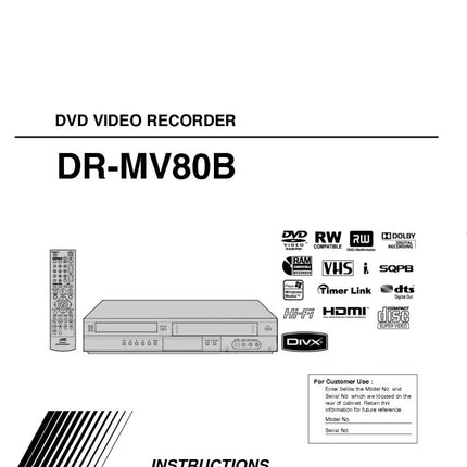 JVC DR-MV80B DVD Recorder Owners Instruction Manual