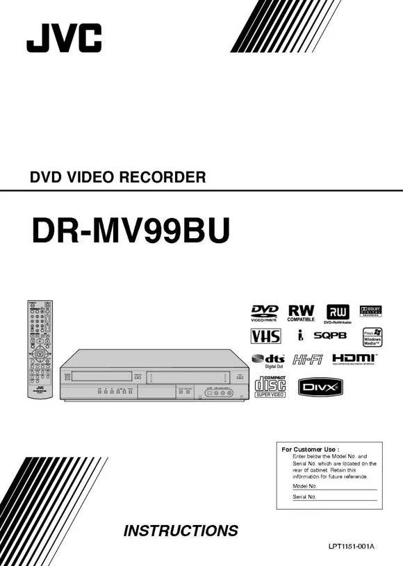 JVC DR-MV99BU DVD Recorder Owners Instruction Manual