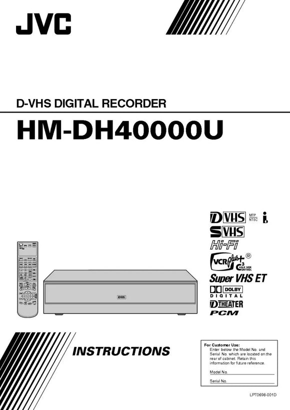 JVC HM-DH40000U VCR Owners Instruction Manual