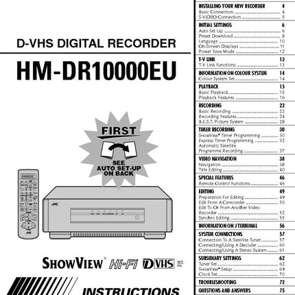 JVC HM-DR10000EU VCR Owners Instruction Manual