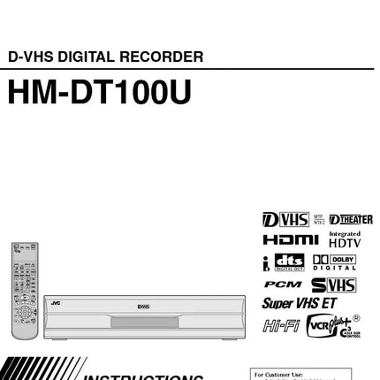 JVC HM-DT100U VCR Owners Instruction Manual