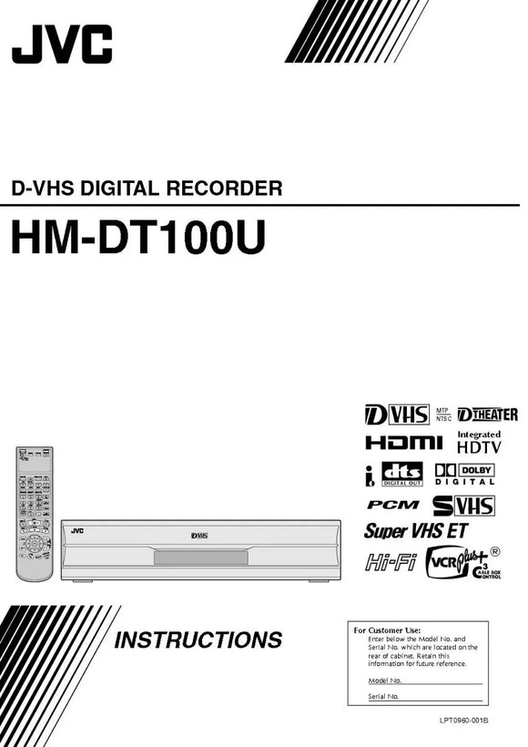 JVC HM-DT100U VCR Owners Instruction Manual