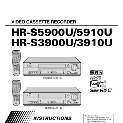 JVC HR-5910U VCR Owners Instruction Manual