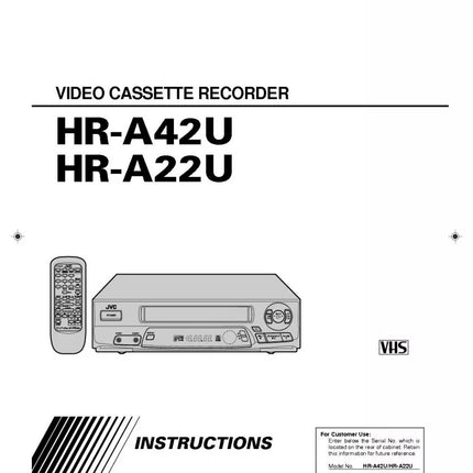 JVC HR-A22U HR-A42U VCR Owners Instruction Manual