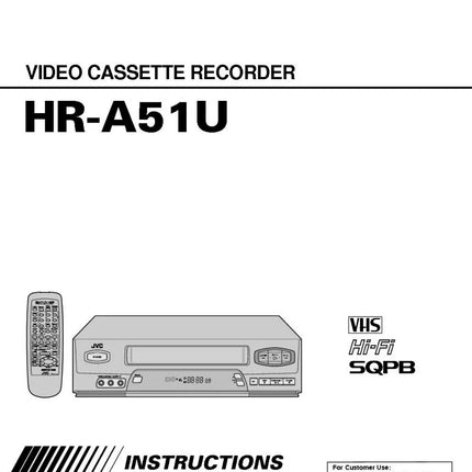 JVC HR-A51U VCR Owners Instruction Manual