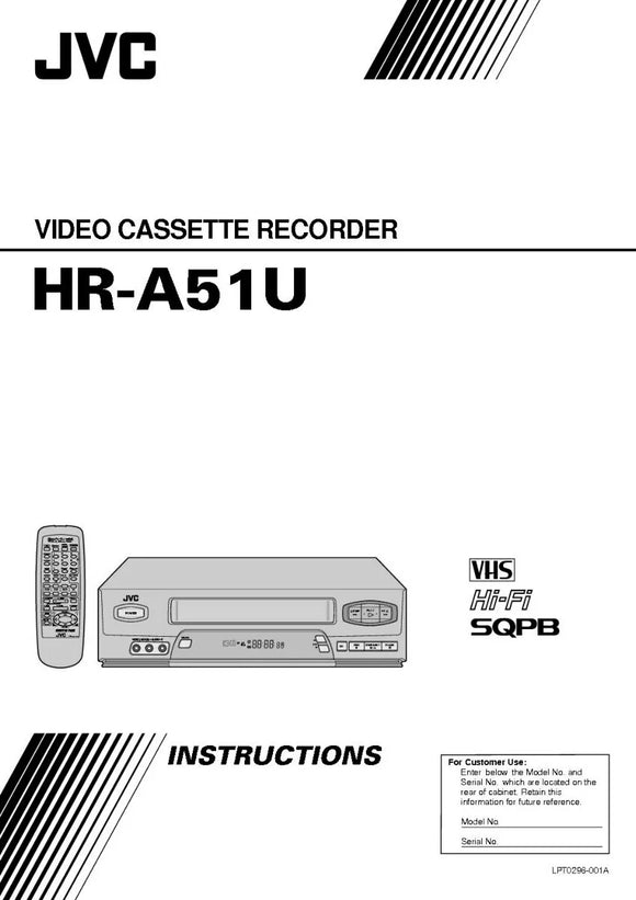 JVC HR-A51U VCR Owners Instruction Manual