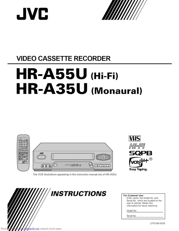 JVC HR-A55U VCR Owners Instruction Manual