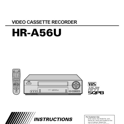 JVC HR-A56U VCR Owners Instruction Manual