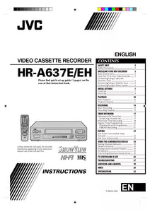 JVC HR-A637E HR-A637EH VCR Owners Instruction Manual