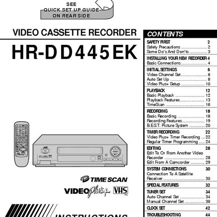 JVC HR-DD445EK VCR Owners Instruction Manual