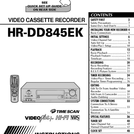 JVC HR-DD845EK VCR Owners Instruction Manual
