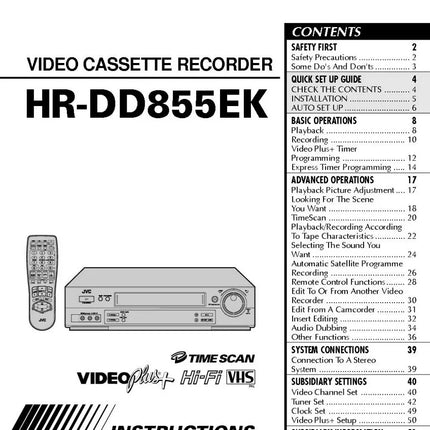 JVC HR-DD855EK VCR Owners Instruction Manual