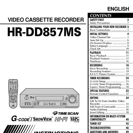 JVC HR-DD857MS VCR Owners Instruction Manual