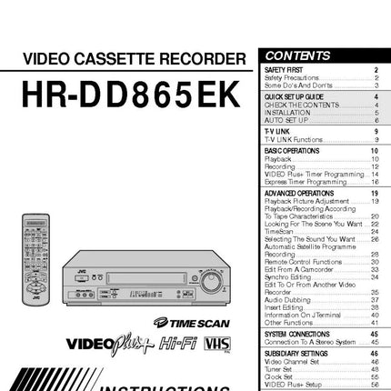 JVC HR-DD865EK VCR Owners Instruction Manual