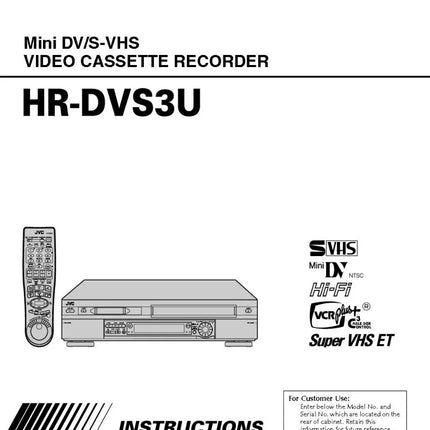 JVC HR-DVS3U VCR DVD Owners Instruction Manual