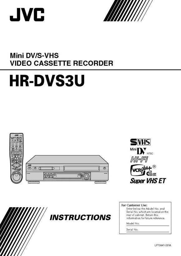 JVC HR-DVS3U VCR DVD Owners Instruction Manual