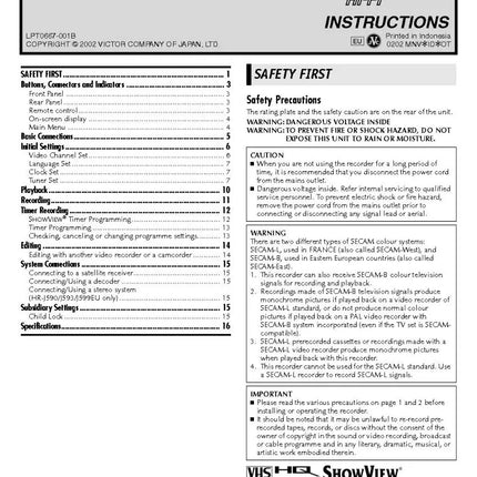 JVC HR-J290EU HR-J293EU HR-J590EU HR-J593EU VCR Owners Manual