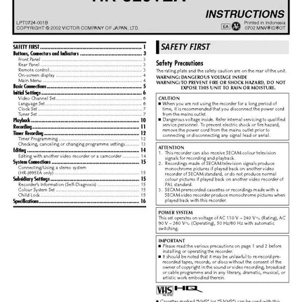 JVC HR-J291EA HR-J695EA VCR Owners Instruction Manual
